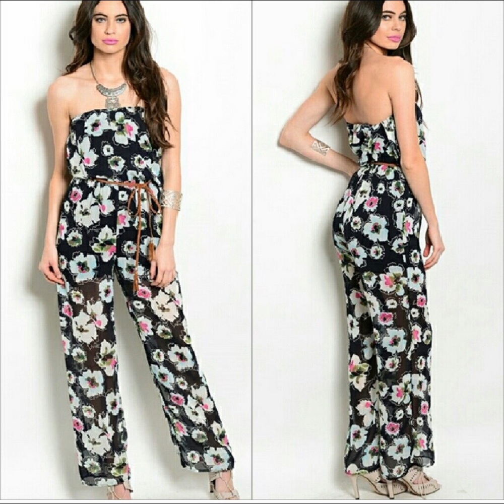 FLORAL STRAPLESS JUMPSUIT